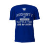 Blue Property Of Battle Tek Lightweight 100% Micro Mesh Polyester Performance Tee - Front View Makes The Statement: Seek And Destroy