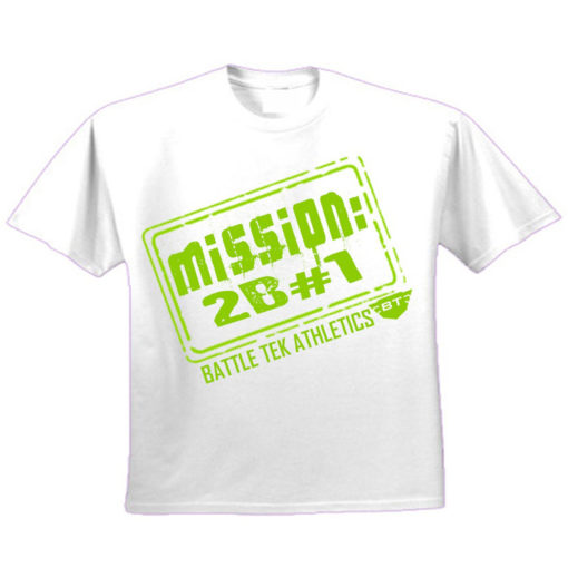 White and Green Battle Tek Athletics Mission To Be Number One Mens Performance Tee Shirt